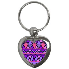 Seamless Purple Pink Pattern Key Chain (heart)