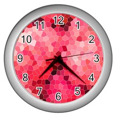 Mosaic Structure Pattern Background Wall Clock (silver)