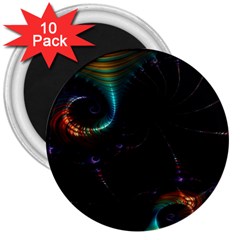 Fractal Transfer Metallic Black 3  Magnets (10 Pack) 