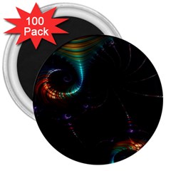 Fractal Transfer Metallic Black 3  Magnets (100 Pack)
