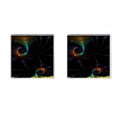 Fractal Transfer Metallic Black Cufflinks (square)