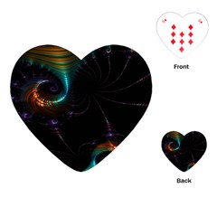 Fractal Transfer Metallic Black Playing Cards Single Design (heart)