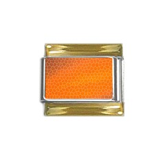 Orange Mosaic Structure Background Gold Trim Italian Charm (9mm)