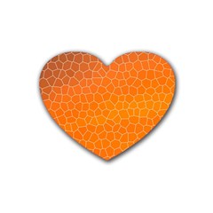 Orange Mosaic Structure Background Rubber Coaster (Heart)