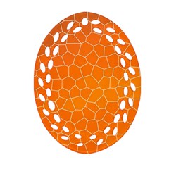 Orange Mosaic Structure Background Oval Filigree Ornament (Two Sides)