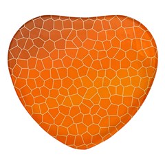 Orange Mosaic Structure Background Heart Glass Fridge Magnet (4 pack)