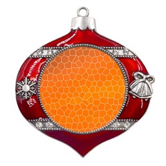 Orange Mosaic Structure Background Metal Snowflake And Bell Red Ornament