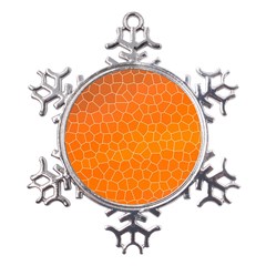 Orange Mosaic Structure Background Metal Large Snowflake Ornament