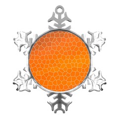 Orange Mosaic Structure Background Metal Small Snowflake Ornament