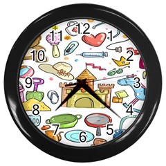 Baby Equipment Child Sketch Hand Wall Clock (black)