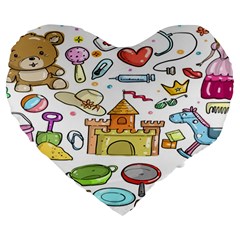 Baby Equipment Child Sketch Hand Large 19  Premium Heart Shape Cushions by Hannah976