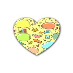Cute Sketch Child Graphic Funny Rubber Heart Coaster (4 Pack)