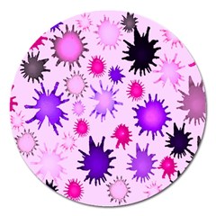 Inks Drops Black Paint Design Magnet 5  (round) by Hannah976