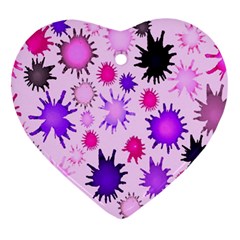 Inks Drops Black Paint Design Heart Ornament (two Sides)