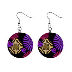 Seamless Halloween Day Of The Dead Mini Button Earrings