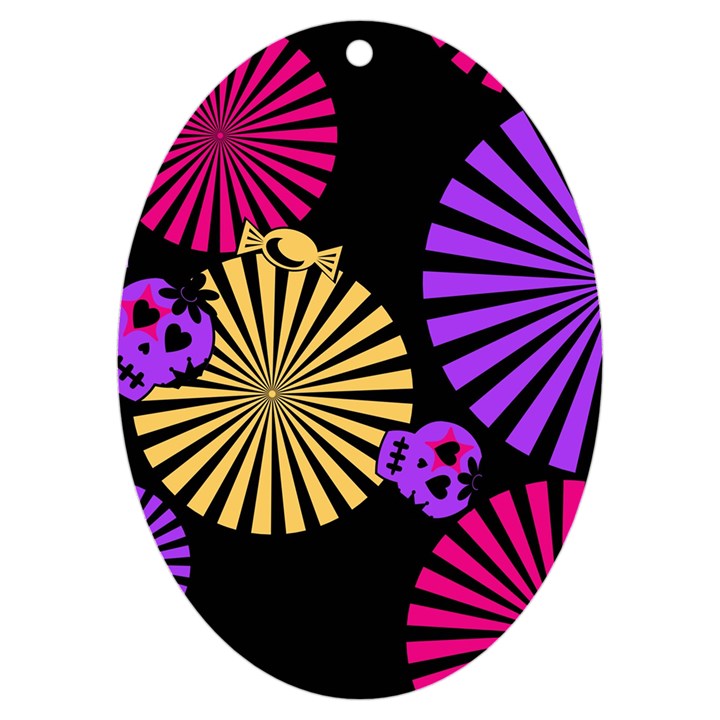 Seamless Halloween Day Of The Dead UV Print Acrylic Ornament Oval