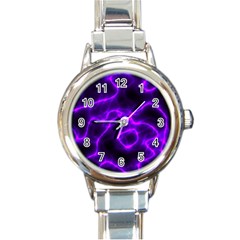 Purple Pattern Background Structure Round Italian Charm Watch