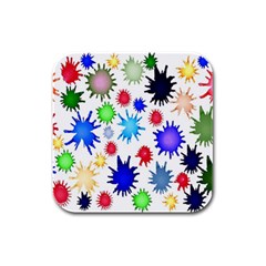 Inks Drops Black Colorful Paint Rubber Square Coaster (4 Pack)