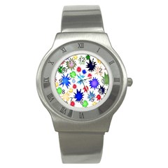 Inks Drops Black Colorful Paint Stainless Steel Watch