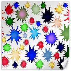 Inks Drops Black Colorful Paint Canvas 12  X 12 