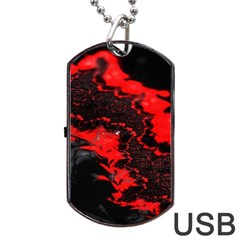 Red Black Fractal Mandelbrot Art Wallpaper Dog Tag Usb Flash (two Sides) by Hannah976