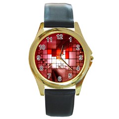 Pattern Structure Light Patterns Round Gold Metal Watch