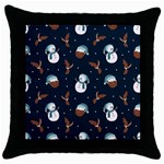 Santa Snowman Throw Pillow Case (Black) Front