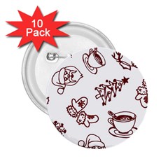 Red And White Christmas Breakfast  2 25  Buttons (10 Pack) 