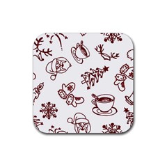 Red And White Christmas Breakfast  Rubber Coaster (square)