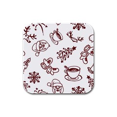 Red And White Christmas Breakfast  Rubber Square Coaster (4 Pack)