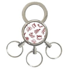 Red And White Christmas Breakfast  3-ring Key Chain