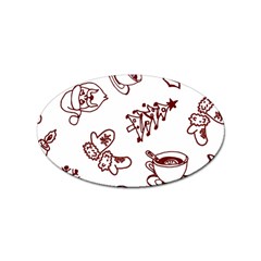 Red And White Christmas Breakfast  Sticker Oval (10 Pack)