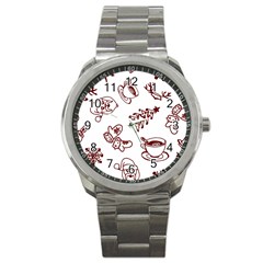 Red And White Christmas Breakfast  Sport Metal Watch