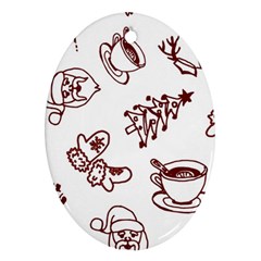 Red And White Christmas Breakfast  Oval Ornament (two Sides)