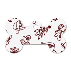 Red And White Christmas Breakfast  Dog Tag Bone (one Side)