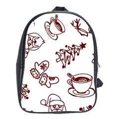 Red And White Christmas Breakfast  School Bag (xl)
