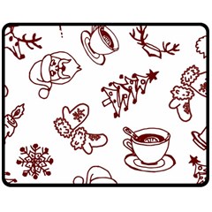 Red And White Christmas Breakfast  Two Sides Fleece Blanket (medium)