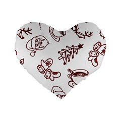 Red And White Christmas Breakfast  Standard 16  Premium Flano Heart Shape Cushions