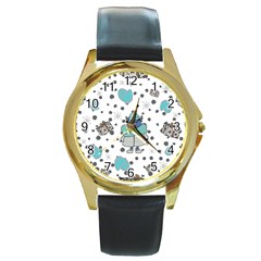 Little Cow Christmas  Round Gold Metal Watch by ConteMonfrey