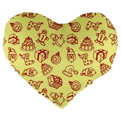 Bw Christmas Icons   Large 19  Premium Heart Shape Cushions by ConteMonfrey