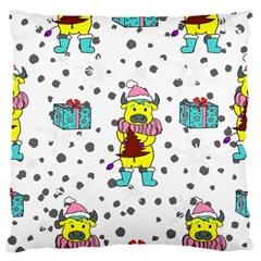 Little Bull Wishes You A Merry Christmas  Large Premium Plush Fleece Cushion Case (one Side) by ConteMonfrey