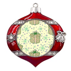 Purple Gifts On A Holy Night   Metal Snowflake And Bell Red Ornament by ConteMonfrey