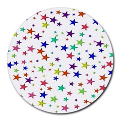 Star Random Background Scattered Round Mousepad