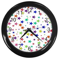 Star Random Background Scattered Wall Clock (black)