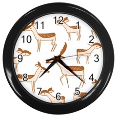 Seamless Deer Pattern Design Wall Clock (black)