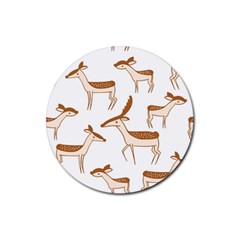 Seamless Deer Pattern Design Rubber Coaster (round)