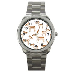 Seamless Deer Pattern Design Sport Metal Watch