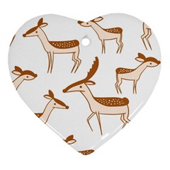 Seamless Deer Pattern Design Heart Ornament (two Sides)