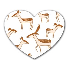 Seamless Deer Pattern Design Heart Mousepad