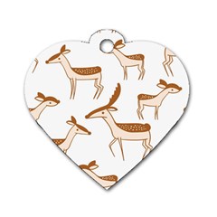 Seamless Deer Pattern Design Dog Tag Heart (two Sides)